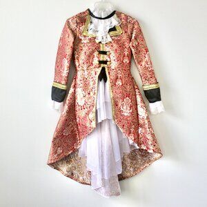 Chasing Fireflies Red Gold Pirate Historical Royal Brocade Lace Coat Costume 14